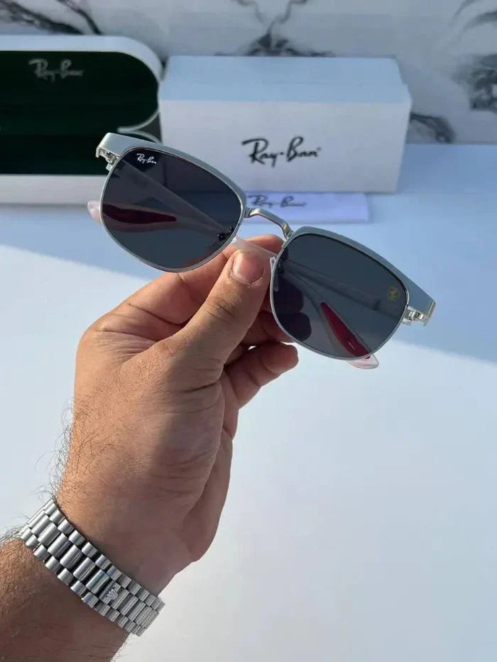 RB #METAL GREY BLACK UV 400 SUNGLASSES