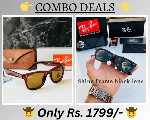 RB New Top Trending Men's Pack Of 2 Combo Hot Favourite Wintage Sunglass For Unisex.