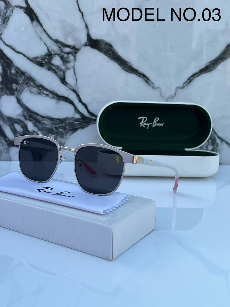 RB #METAL GREY BLACK UV 400 SUNGLASSES