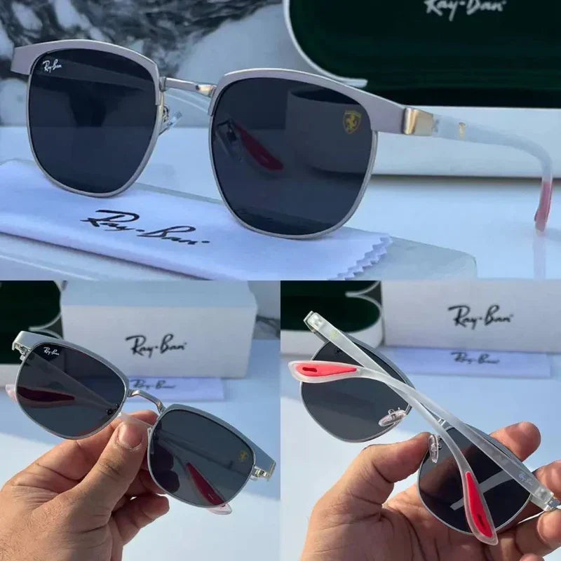 RB #METAL GREY BLACK UV 400 SUNGLASSES
