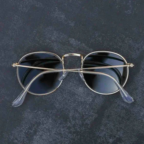 RB Black & Gold Round Sunglass For Unisex
