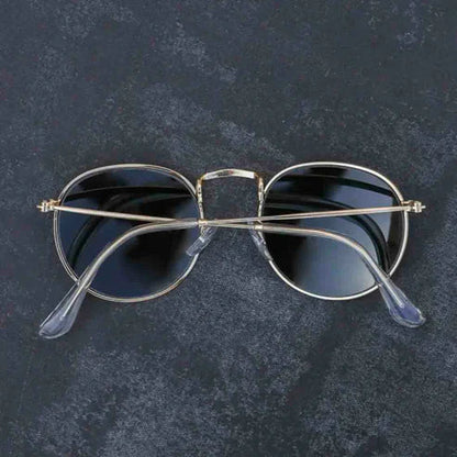 RB Black & Gold Round Sunglass For Unisex