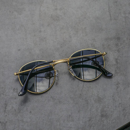 RB Black & Gold Round Sunglass For Unisex