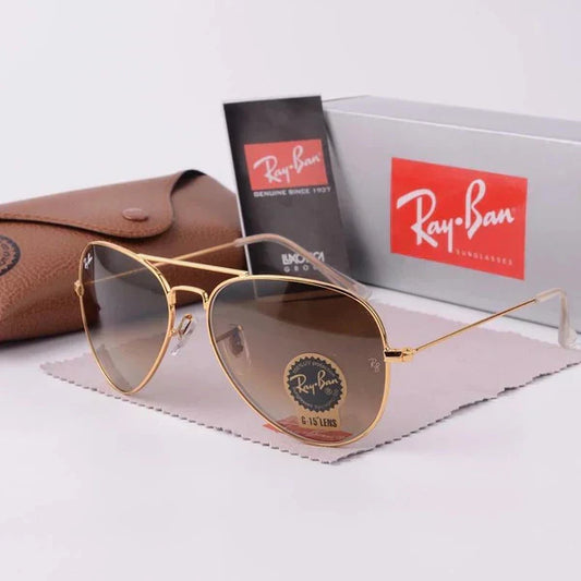 RB Brown Shade Gold Wintage Sunglass For Unisex.