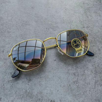 RB Brown Shaded & Gold Round Sunglass For Unisex