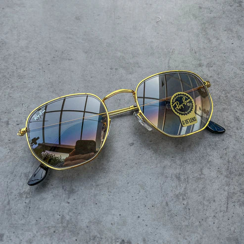 RB Brown Shaded & Gold Round Sunglass For Unisex