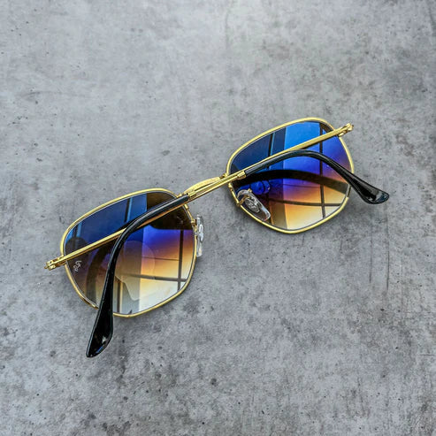 RB Brown Shaded & Gold Round Sunglass For Unisex