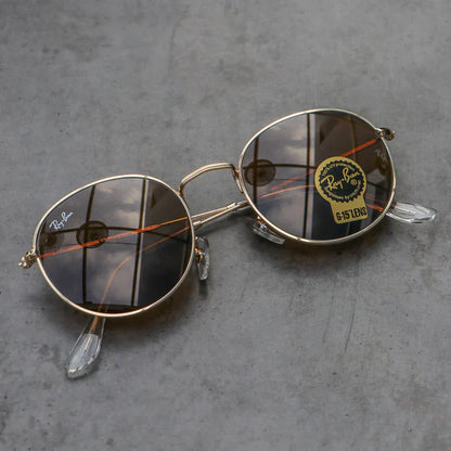 RB Brown & Gold Round Sunglass For Unisex
