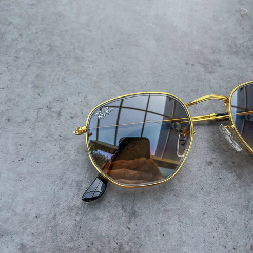 RB Brown Shaded & Gold Round Sunglass For Unisex