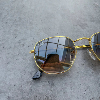 RB Brown Shaded & Gold Round Sunglass For Unisex