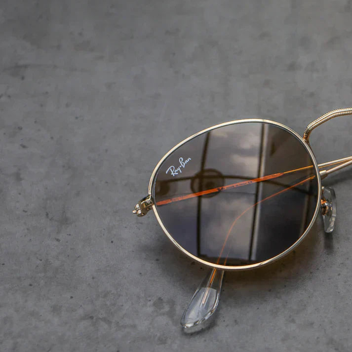 RB Brown & Gold Round Sunglass For Unisex