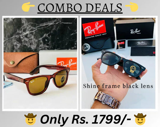 RB New Top Trending Men's Pack Of 2 Combo Hot Favourite Wintage Sunglass For Unisex.