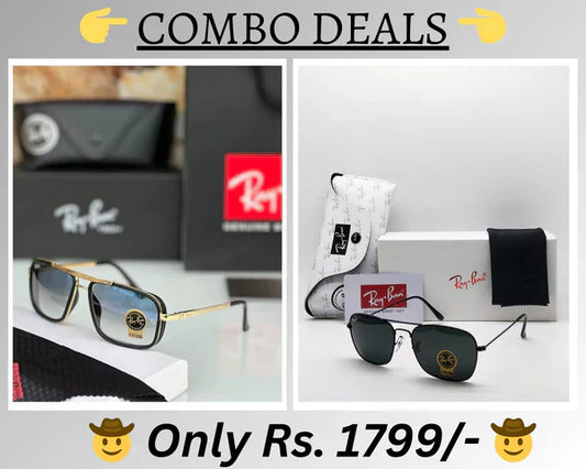 RB New Top Trending Men's Pack Of 2 Combo Hot Favourite Wintage Sunglass For Unisex.