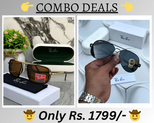 RB New Top Trending Men's Pack Of 2 Combo Hot Favourite Wintage Sunglass For Unisex.