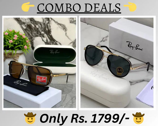 RB New Top Trending Men's Pack Of 2 Combo Hot Favourite Wintage Sunglass For Unisex.