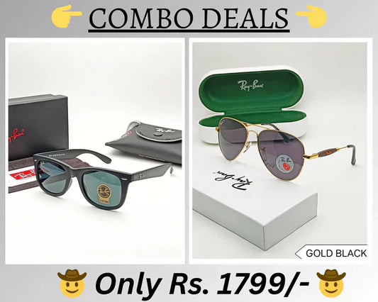 RB New Top Trending Men's Pack Of 2 Combo Hot Favourite Wintage Sunglass For Unisex.
