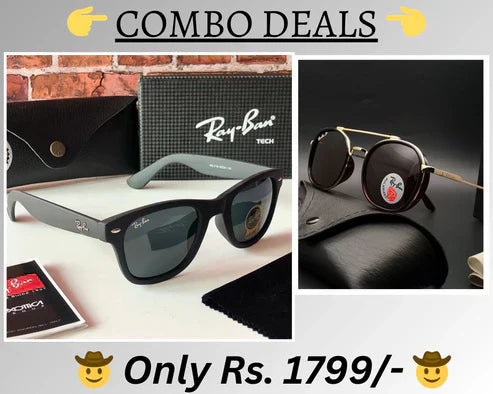 RB New Top Trending Men's Pack Of 2 Combo Hot Favourite Wintage Sunglass For Unisex.