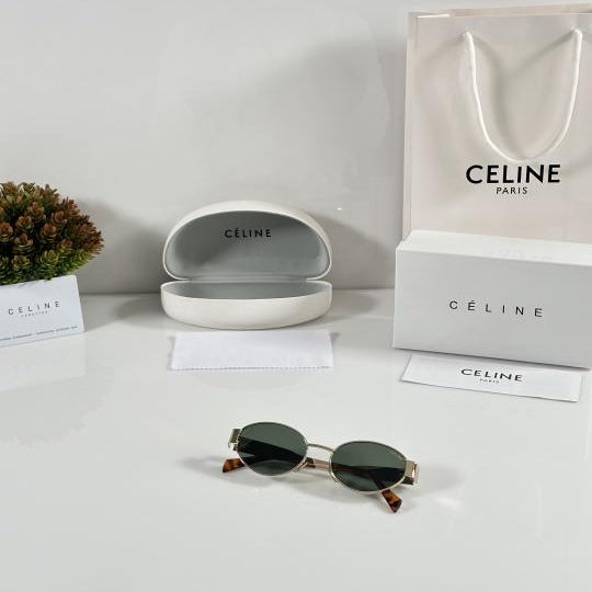 Celine 1006 Gold Green Sunglasses – Modern Parisian Elegance