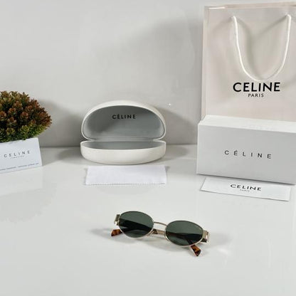 Celine 1006 Gold Green Sunglasses – Modern Parisian Elegance