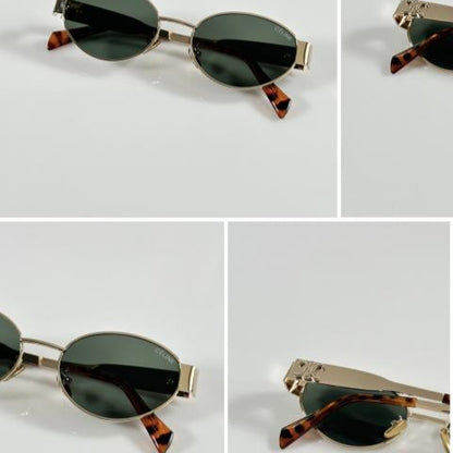 Celine 1006 Gold Green Sunglasses – Modern Parisian Elegance