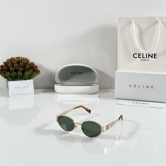 Celine 1006 Gold Green Sunglasses – Modern Parisian Elegance
