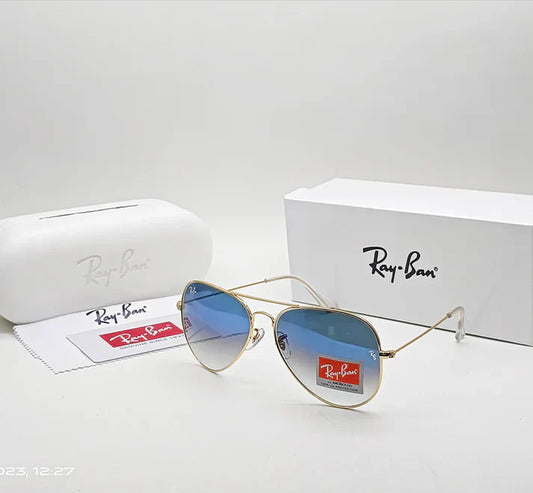 RB Blue Shade & Gold Sunglass For Unisex
