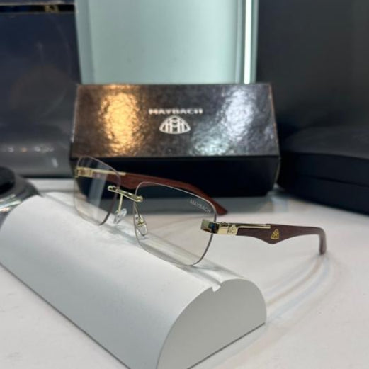 Maybach Wood-Gold Luxury Shades – Convertible Lens Designer Eyewear