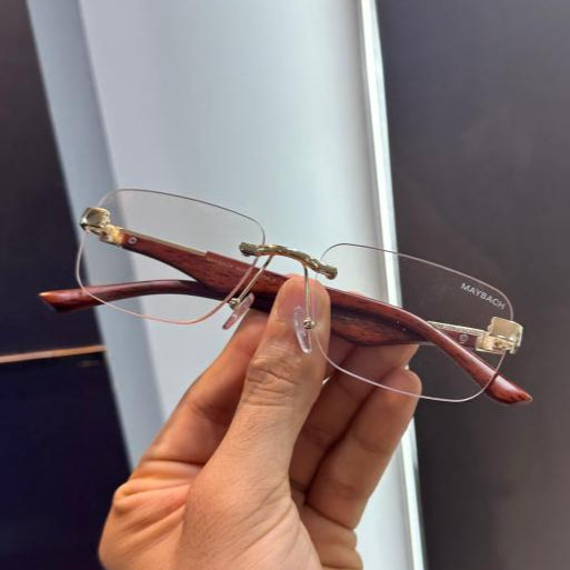 Maybach Wood-Gold Luxury Shades – Convertible Lens Designer Eyewear