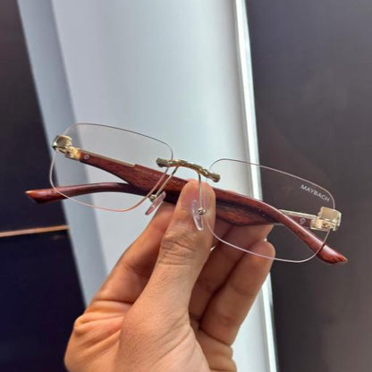 Maybach Wood-Gold Luxury Shades – Convertible Lens Designer Eyewear