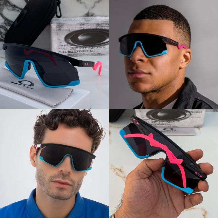 Oakley Black-Blue-Pink Sunglasses – Sporty Style with Bold Edge