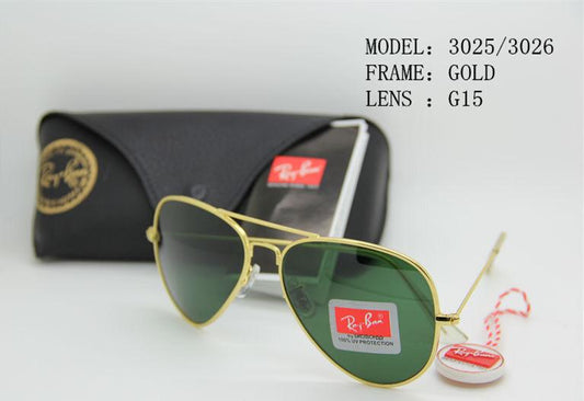 RB Green & Gold Aviator Causal Latest Sunglass For Unisex.