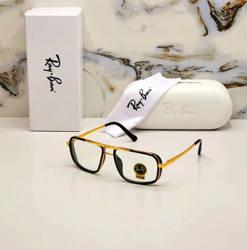 RB New Modern Stylish Addition Black & Gold Square Sunglass For Unisex